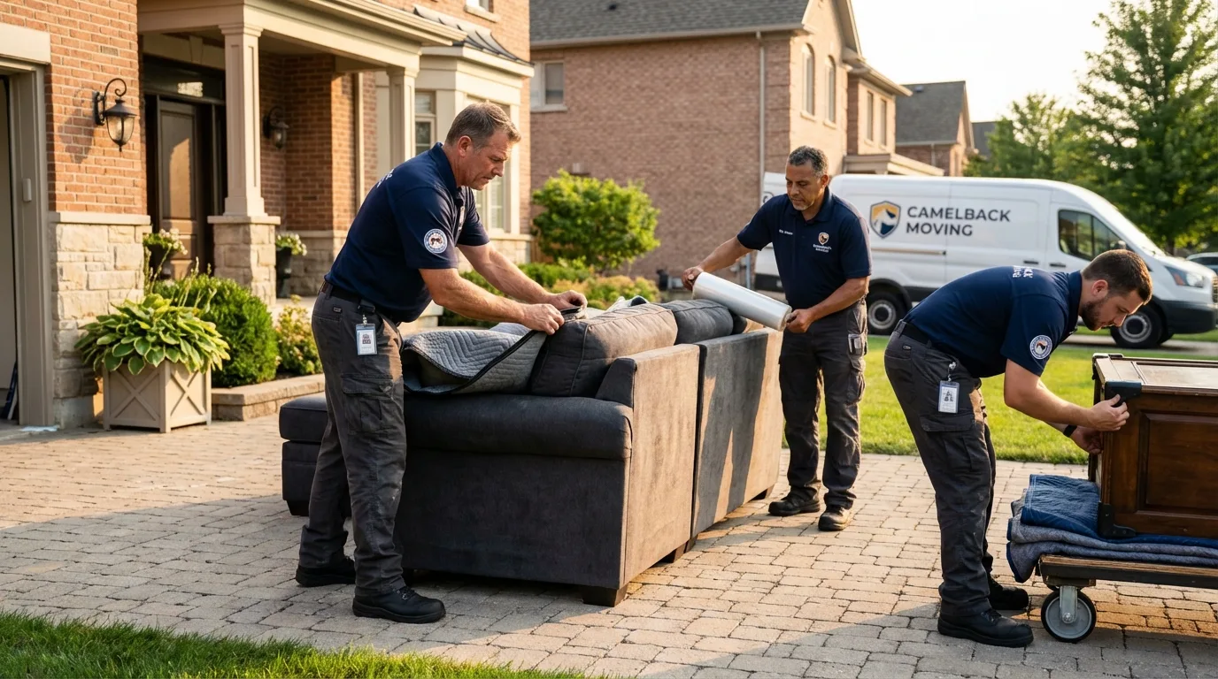 Large estate moving crew wrapping furniture in Springville, UT